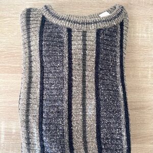 Geoffrey Beene Striped Gray and Blue Knit Sweater Mens